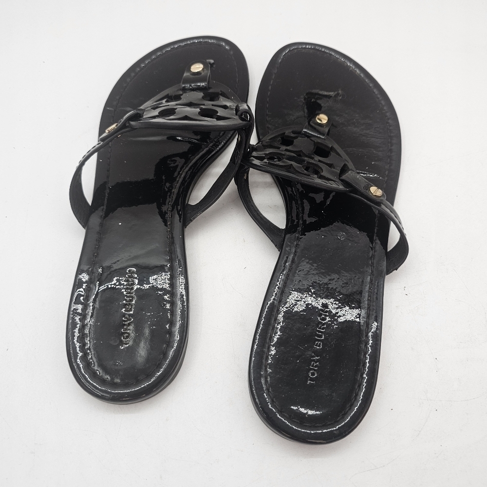 Tory Burch Miller Women’s Black Patent Sandals Size 9.5 US - Picture 7 of 10